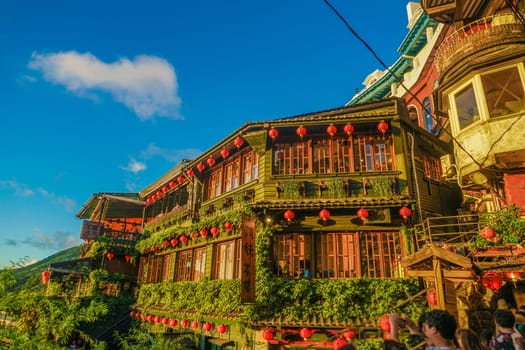 Jiuzhai city and the blue sky (Taiwan). Shooting Location: Taiwan, Taipei