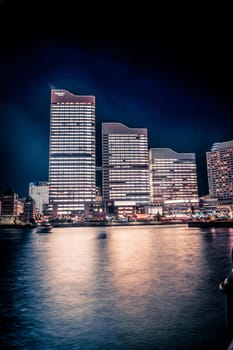 Night view of Yokohama Minato Mirai. Shooting Location: Yokohama City Nishi Ward