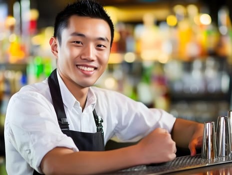 Smiling Bartender Professional Barkeeper Man Male Bar Worker