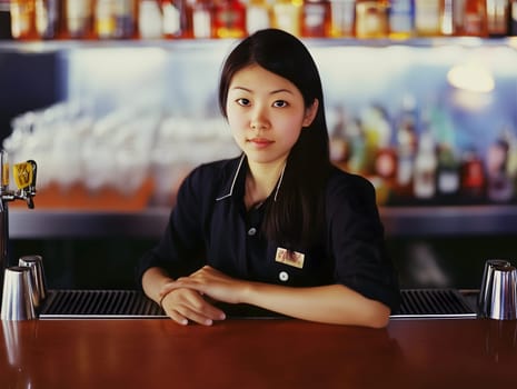 Smiling Bartender Professional Nightlife Barkeeper Woman Female Bar Worker