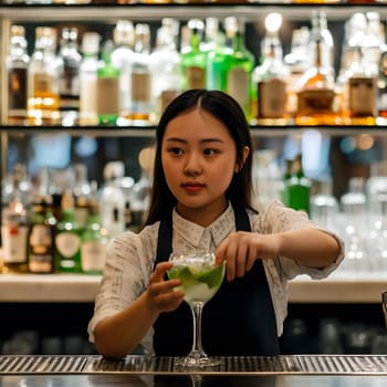 Smiling Bartender Professional Nightlife Barkeeper Woman Female Bar Worker