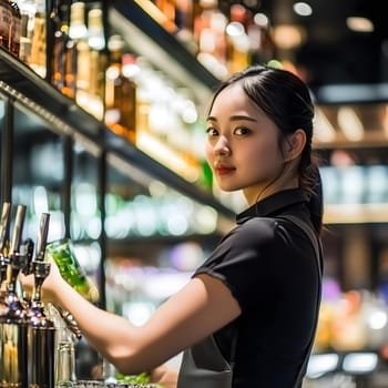 Smiling Bartender Professional Nightlife Barkeeper Woman Female Bar Worker