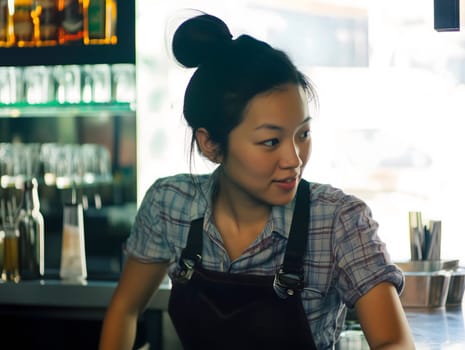 Smiling Bartender Professional Nightlife Barkeeper Woman Female Bar Worker