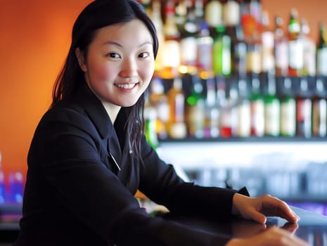 Smiling Bartender Professional Nightlife Barkeeper Woman Female Bar Worker
