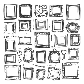A Collection of Hand-Drawn Picture Frames with Ornate Designs
