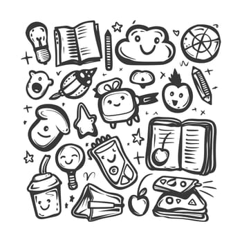 A Hand-Drawn Collection of Cute Cartoon Objects