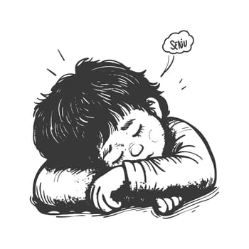 A Hand-Drawn Illustration of a Sleeping Person with a Thought Bubble Saying "Sniu"""
