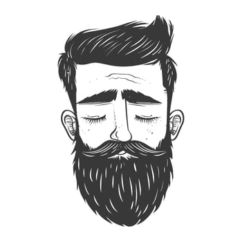 A Hand-Drawn Illustration of a Man with a Beard and Closed Eyes