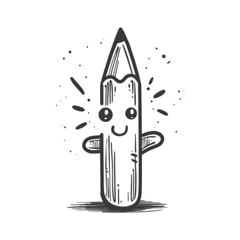 A Hand-Drawn Illustration of a Smiling Cartoon Pencil