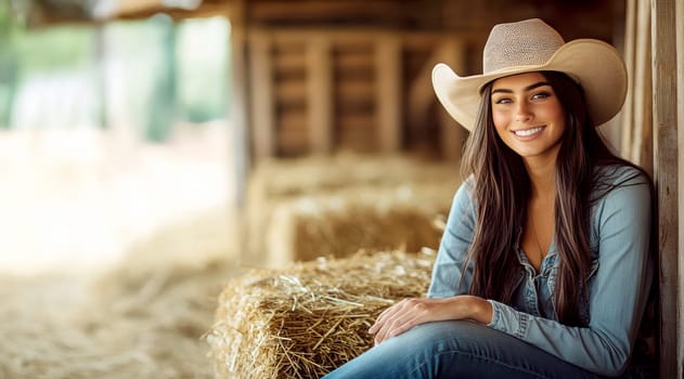 A beautiful cowgirl in jeans . AI generative.