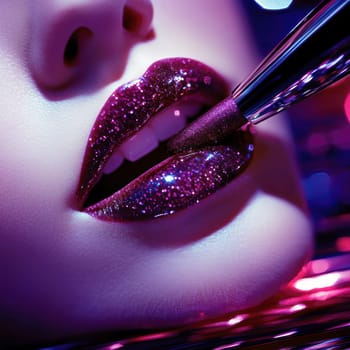 Fashionable types of lipsticks,red, black, pink and maroon. AI generative.