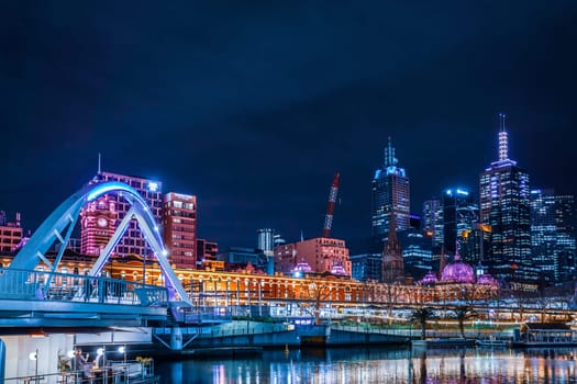 Night view of Melbourne skyscrapers. Shooting Location: melbourne