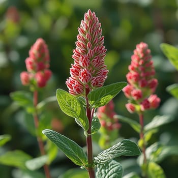 A vibrant red flower stands tall among lush green leaves in a joyful garden during the Christmas season capturing the holiday spirit.