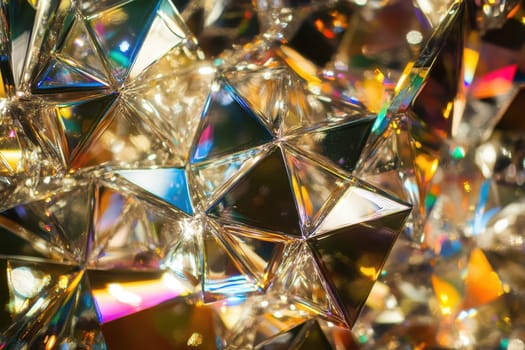 Sparkling ornaments with intricate patterns catch the light creating a dazzling display for a festive holiday atmosphere during Christmas.