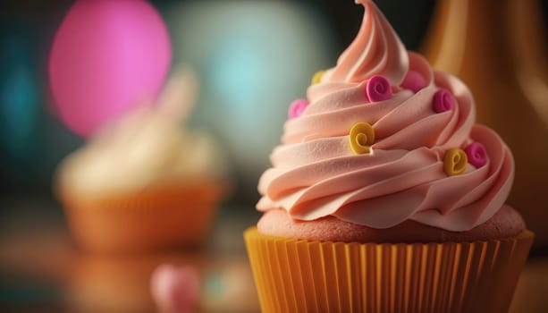 Close up of cupcake with copyspace - AI generated