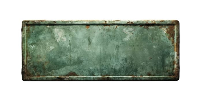 An empty vintage metal sign isolated on a white background - AI generated