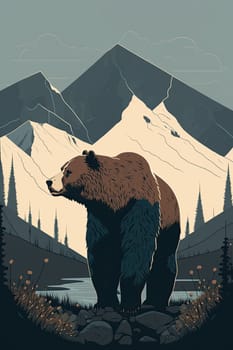 Bear- Minimalistic flat design - AI generated