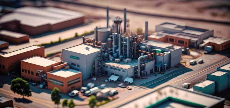 Miniature model of an industrial area - AI generated