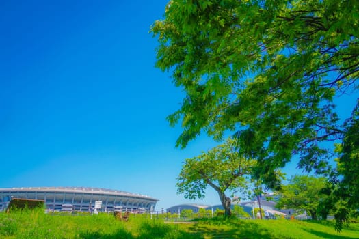 Green parks and stadiums. Shooting Location: Kohoku Ward, Yokohama City