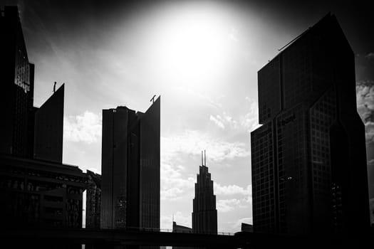 Modern buildings and sunlight. Shooting Location: dubai