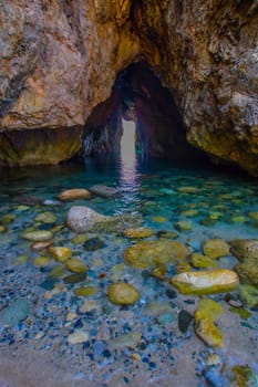 cave and clear water. Shooting Location: Niigata Prefecture