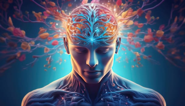 Memory loss conceptual background with a man head breaks into pieces. Dementia disease concept, the complexity of human brain