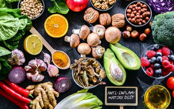 Foods representing anti-inflammatory diet.