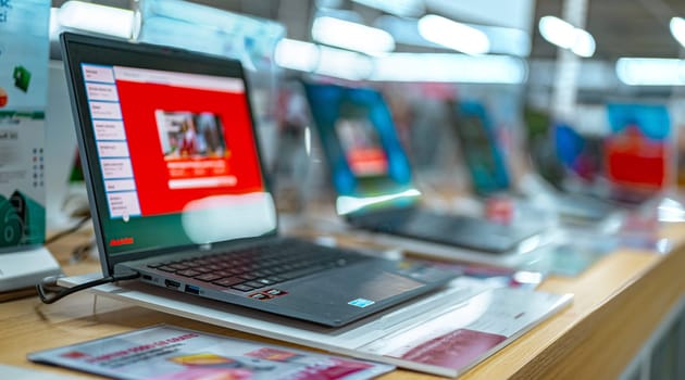 POZNAN, POL - DEC 5, 2024: Laptop computers put up for sale in a store.