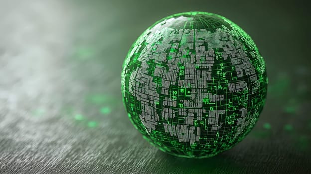 A high-definition vector illustration of a green globe crafted from interlocking hyperlink icons, representing global connectivity, digital networks, and the interconnected online ecosystem.