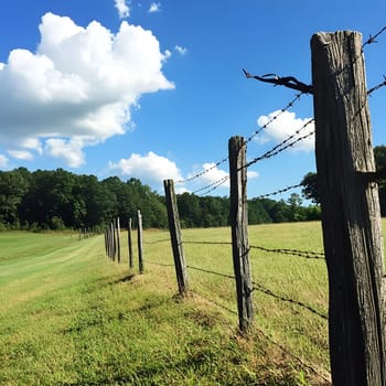Barbed wire fence for security and protection boundary