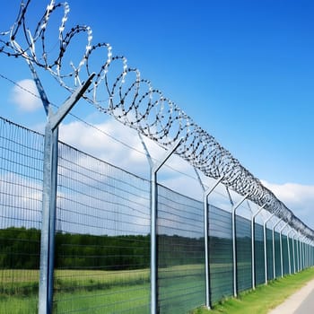 Barbed wire fence for security and protection boundary