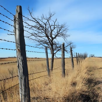 Barbed wire fence for security and protection boundary