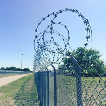Barbed wire fence for security and protection boundary