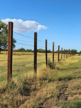 Barbed wire fence for security and protection boundary