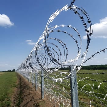 Barbed wire fence for security and protection boundary