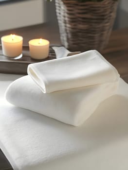 White Bath Towel Bathrom decor soft spa with candles