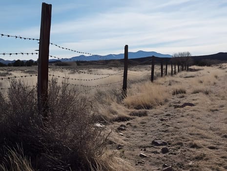Barbed wire fence for security and protection boundary
