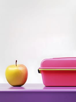 Lunch box Healthy sandwich and fruits break food dish