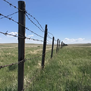 Barbed wire fence for security and protection boundary