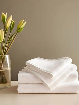 White Bath Towel Bathrom decor soft spa with candles