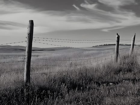 Barbed wire fence for security and protection boundary