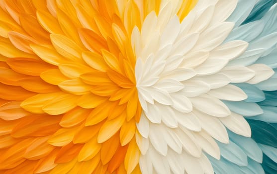 Vibrant abstract flower petals in symmetrical color gradient.