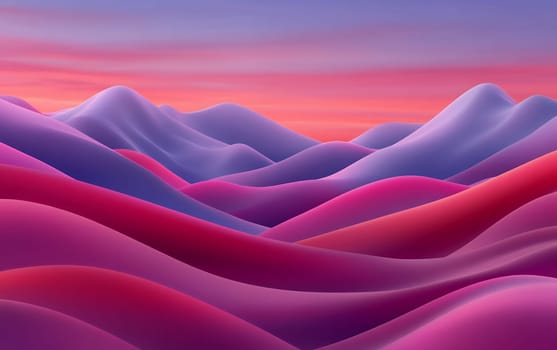 Surreal pink and purple hills at sunset with a colorful sky.