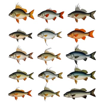 Set collection of the various fishes