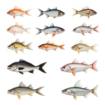 Set collection of the various fishes