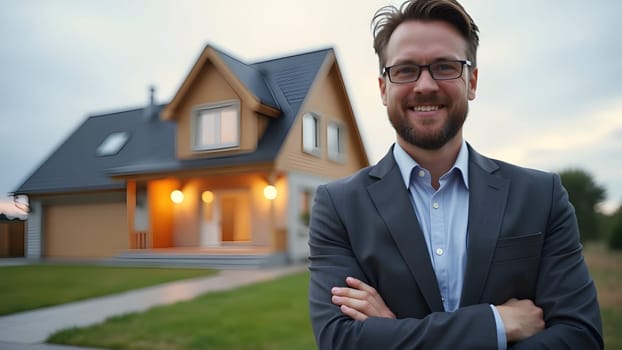 Real estate agent with the house