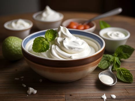 Sour cream on the table