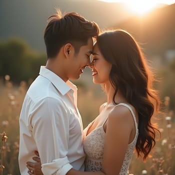 Young and romantic asian couple