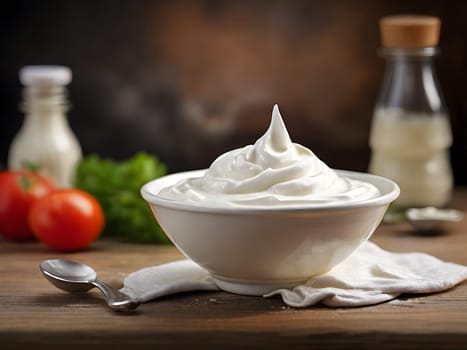 Sour cream on the table