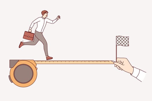 Mentor paves way for mentee to pursue business career, helping them achieve success in life. Hand of mentor creating road from roulette wheel for carefree subordinate moving forward with ease